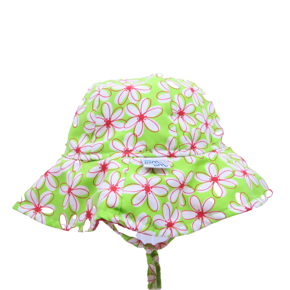 Wee Waves Girls Green Floral Sun Hat size: *12-24 Months